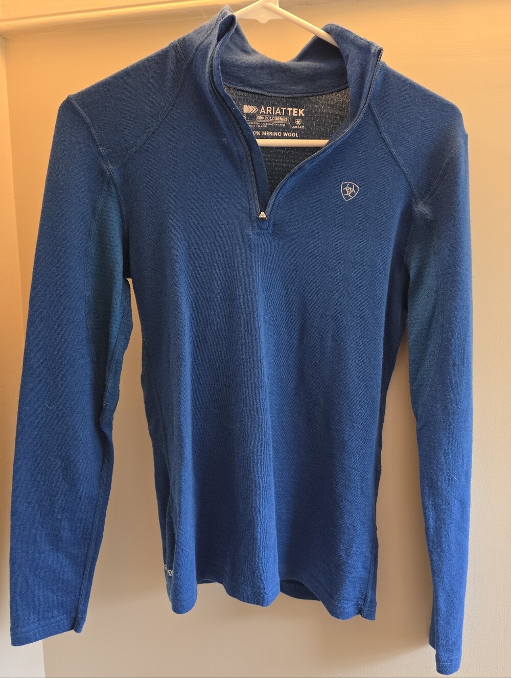 AriatTek Womens Blue Merino Wool Quarter-Zip